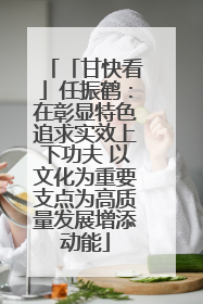 「甘快看」任振鹤：在彰显特色追求实效上下功夫 以文化为重要支点为高质量发展增添动能