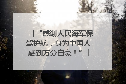 “感谢人民海军保驾护航，身为中国人感到万分自豪！”