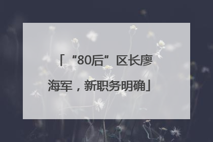 “80后”区长廖海军，新职务明确