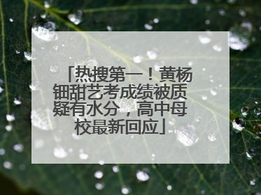 热搜第一！黄杨钿甜艺考成绩被质疑有水分，高中母校最新回应