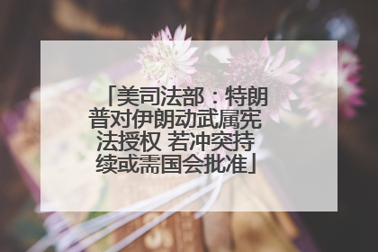 美司法部：特朗普对伊朗动武属宪法授权 若冲突持续或需国会批准