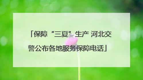 保障“三夏”生产 河北交警公布各地服务保障电话