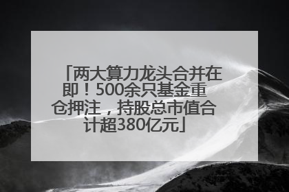 两大算力龙头合并在即！500余只基金重仓押注，持股总市值合计超380亿元