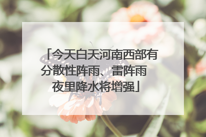 今天白天河南西部有分散性阵雨、雷阵雨 夜里降水将增强