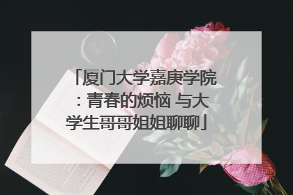 厦门大学嘉庚学院：青春的烦恼 与大学生哥哥姐姐聊聊