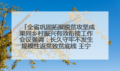 全省巩固拓展脱贫攻坚成果同乡村振兴有效衔接工作会议强调：长久守牢不发生规模性返贫致贫底线 王宁出席并讲话 王予波主持