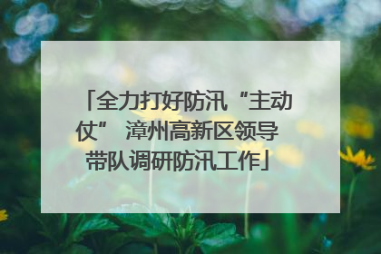 全力打好防汛“主动仗” 漳州高新区领导带队调研防汛工作