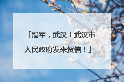 冠军，武汉！武汉市人民政府发来贺信！