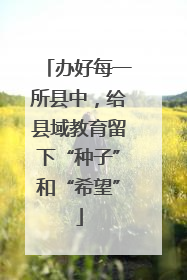 办好每一所县中，给县域教育留下“种子”和“希望”