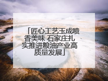 匠心工艺玉成喷香美味 石家庄扎实推进粮油产业高质量发展