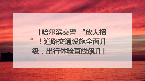 哈尔滨交警 “放大招”！道路交通设施全面升级，出行体验直线飙升