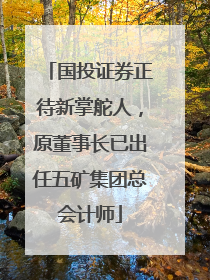 国投证券正待新掌舵人，原董事长已出任五矿集团总会计师