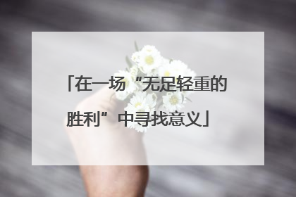 在一场“无足轻重的胜利”中寻找意义