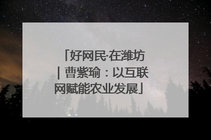 好网民·在潍坊｜曹紫瑜：以互联网赋能农业发展