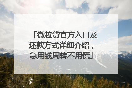 微粒贷官方入口及还款方式详细介绍，急用钱周转不用慌