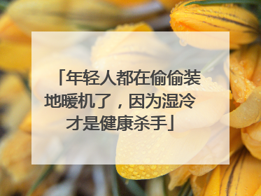 年轻人都在偷偷装地暖机了，因为湿冷才是健康杀手
