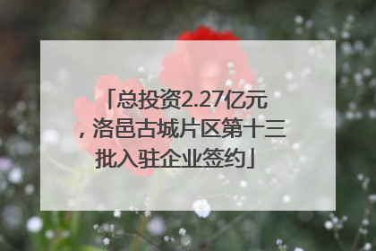 总投资2.27亿元，洛邑古城片区第十三批入驻企业签约