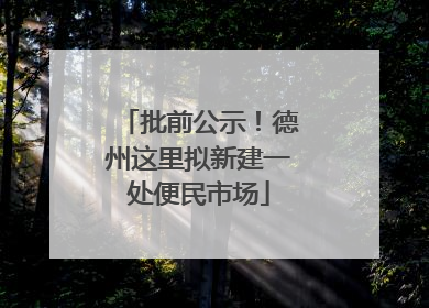 批前公示！德州这里拟新建一处便民市场