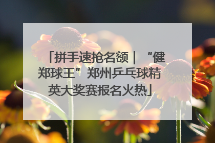 拼手速抢名额｜“健郑球王”郑州乒乓球精英大奖赛报名火热