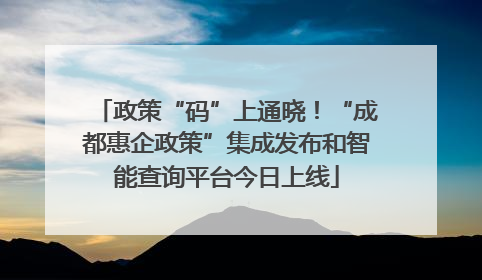 政策“码”上通晓！“成都惠企政策”集成发布和智能查询平台今日上线