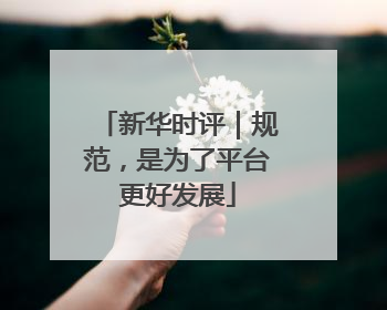 新华时评｜规范，是为了平台更好发展