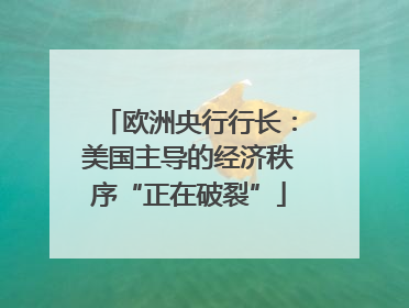 欧洲央行行长：美国主导的经济秩序“正在破裂”