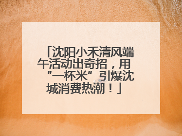 沈阳小禾清风端午活动出奇招，用“一杯米”引爆沈城消费热潮！