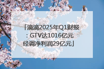 滴滴2025年Q1财报：GTV达1016亿元 经调净利润29亿元