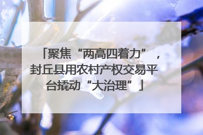聚焦“两高四着力”，封丘县用农村产权交易平台撬动“大治理”