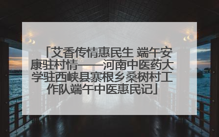 艾香传情惠民生 端午安康驻村情——河南中医药大学驻西峡县寨根乡桑树村工作队端午中医惠民记