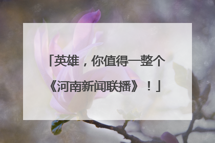 英雄，你值得一整个《河南新闻联播》！