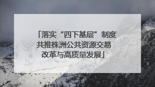 落实“四下基层”制度 共推株洲公共资源交易改革与高质量发展