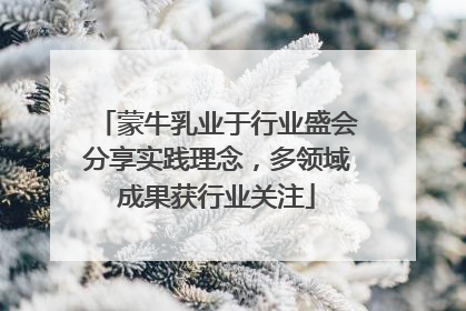 蒙牛乳业于行业盛会分享实践理念，多领域成果获行业关注