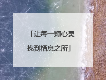 让每一颗心灵找到栖息之所