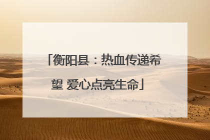 衡阳县：热血传递希望 爱心点亮生命