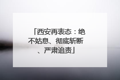 西安再表态：绝不姑息、彻底斩断、严肃追责