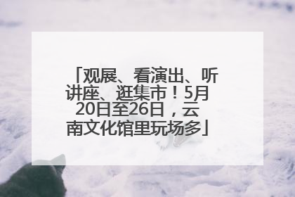 观展、看演出、听讲座、逛集市！5月20日至26日，云南文化馆里玩场多