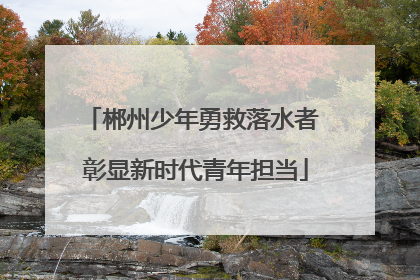 郴州少年勇救落水者 彰显新时代青年担当