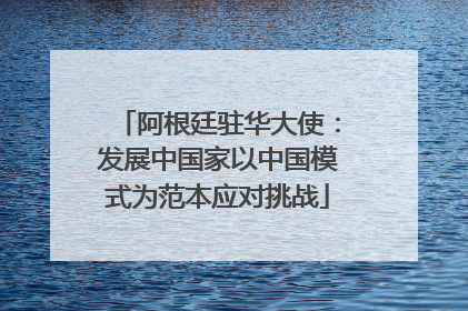 阿根廷驻华大使：发展中国家以中国模式为范本应对挑战