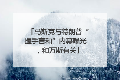 马斯克与特朗普“握手言和”内幕曝光，和万斯有关