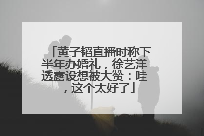 黄子韬直播时称下半年办婚礼，徐艺洋透露设想被大赞：哇，这个太好了