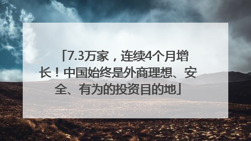 7.3万家，连续4个月增长！中国始终是外商理想、安全、有为的投资目的地